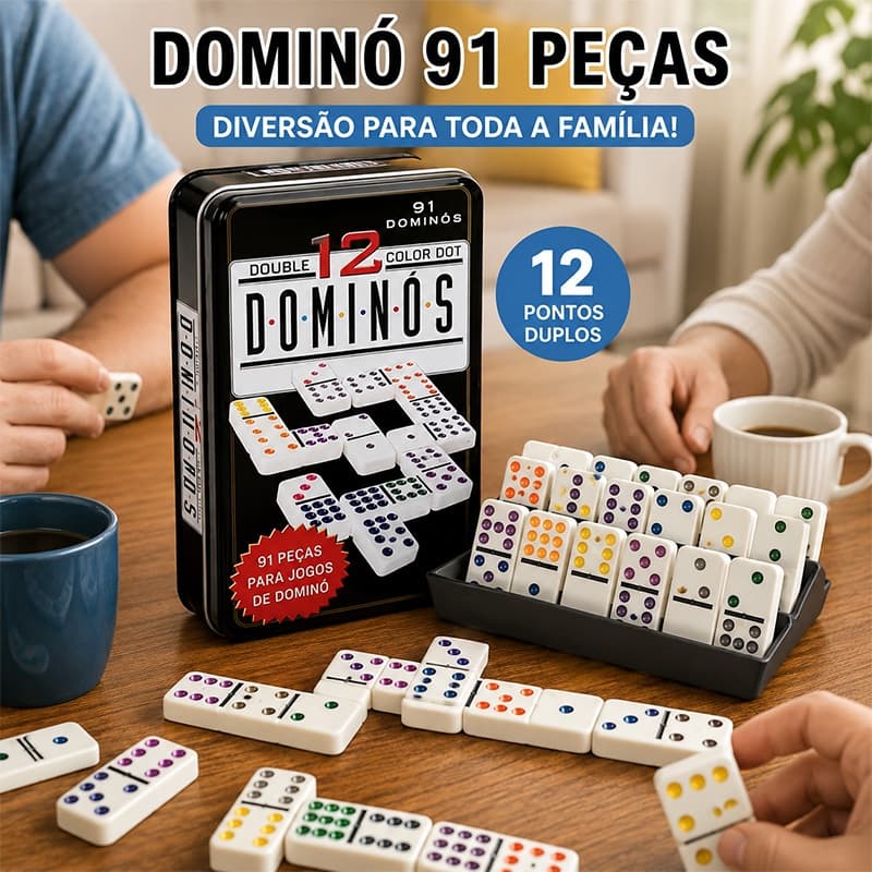 Jogo De Dominó Profissional 91 Peças Com Caixa De Metal Jogo De Mesa Para Adultos E Família
