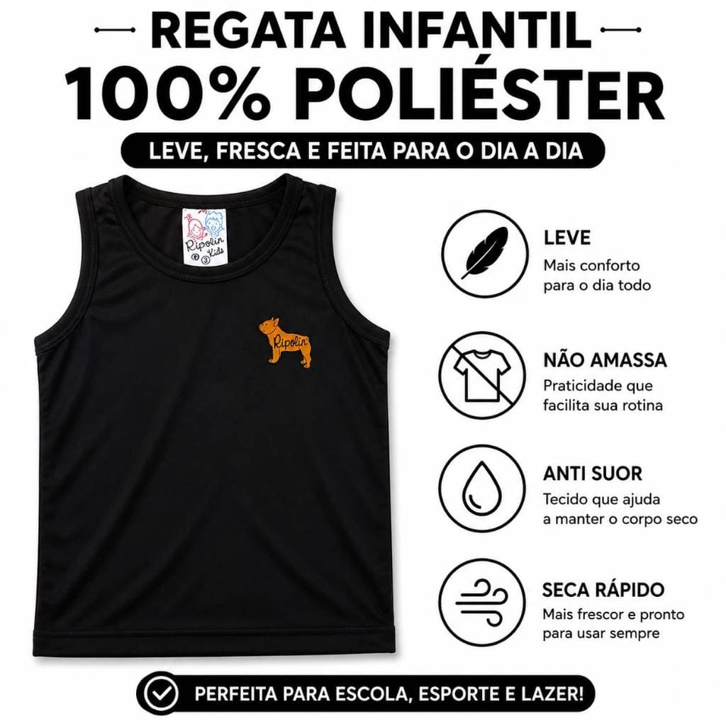Regata Bebê Infantil Juvenil Masculina Com Aplique Logotipo Verão Blusa Machão Menino Tamanhos 1 2 3 4 6 8 10 12 14 16