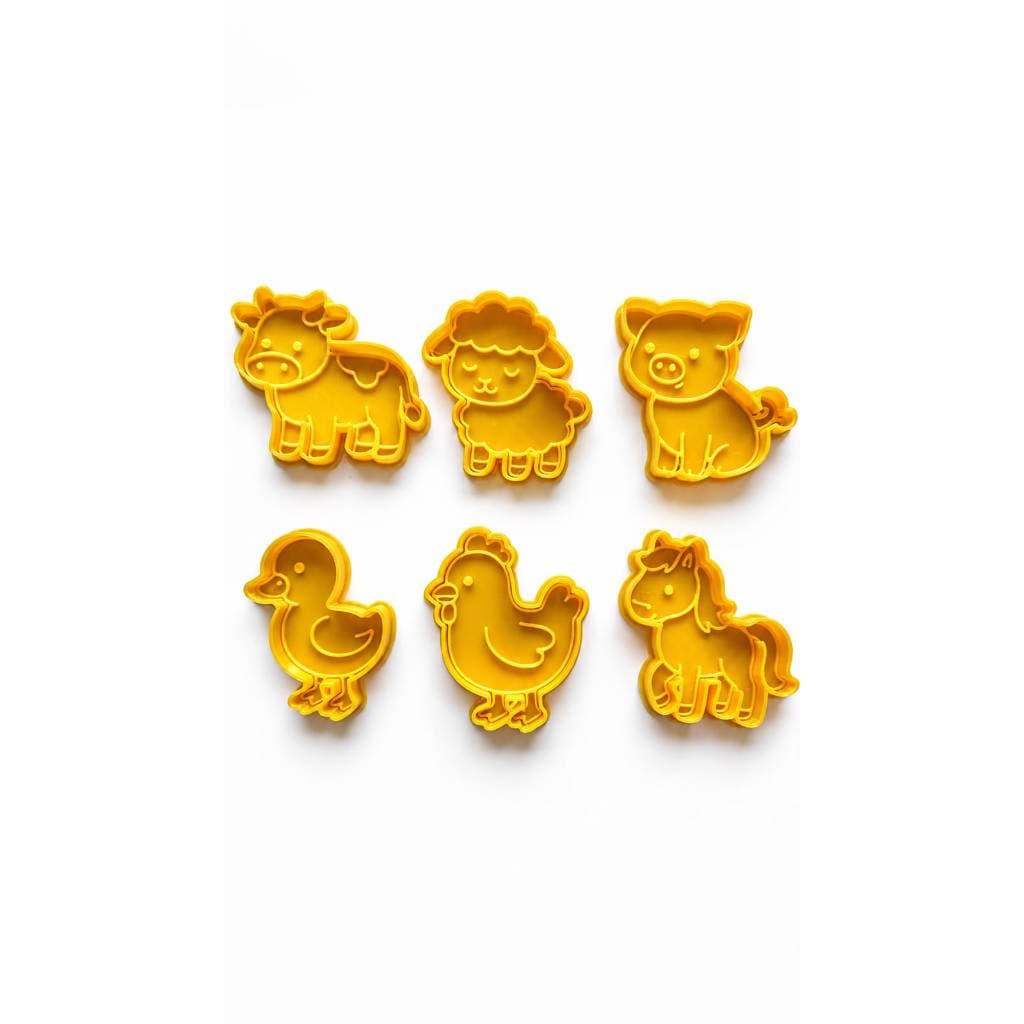 6 Cortador de Biscoito e Pão Para Lanche Infantil Kit Com 6 Galinha Porquinho Galinho Cavalinho Vaquinha Ovelhinha