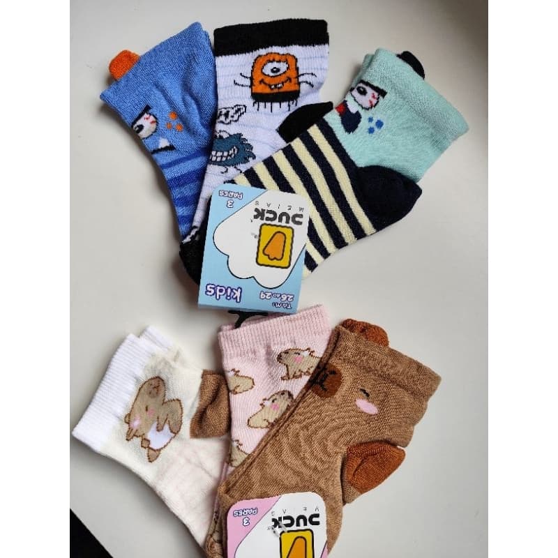 Kit 3 pares de meias Infantil Escolar - Algodão - Meninas e meninos