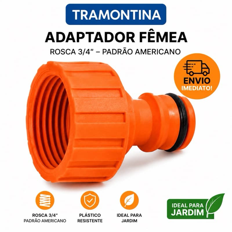 Adaptador Fêmea Tramontina com Rosca 3/4" Padrão Americano em Plástico para Jardim
