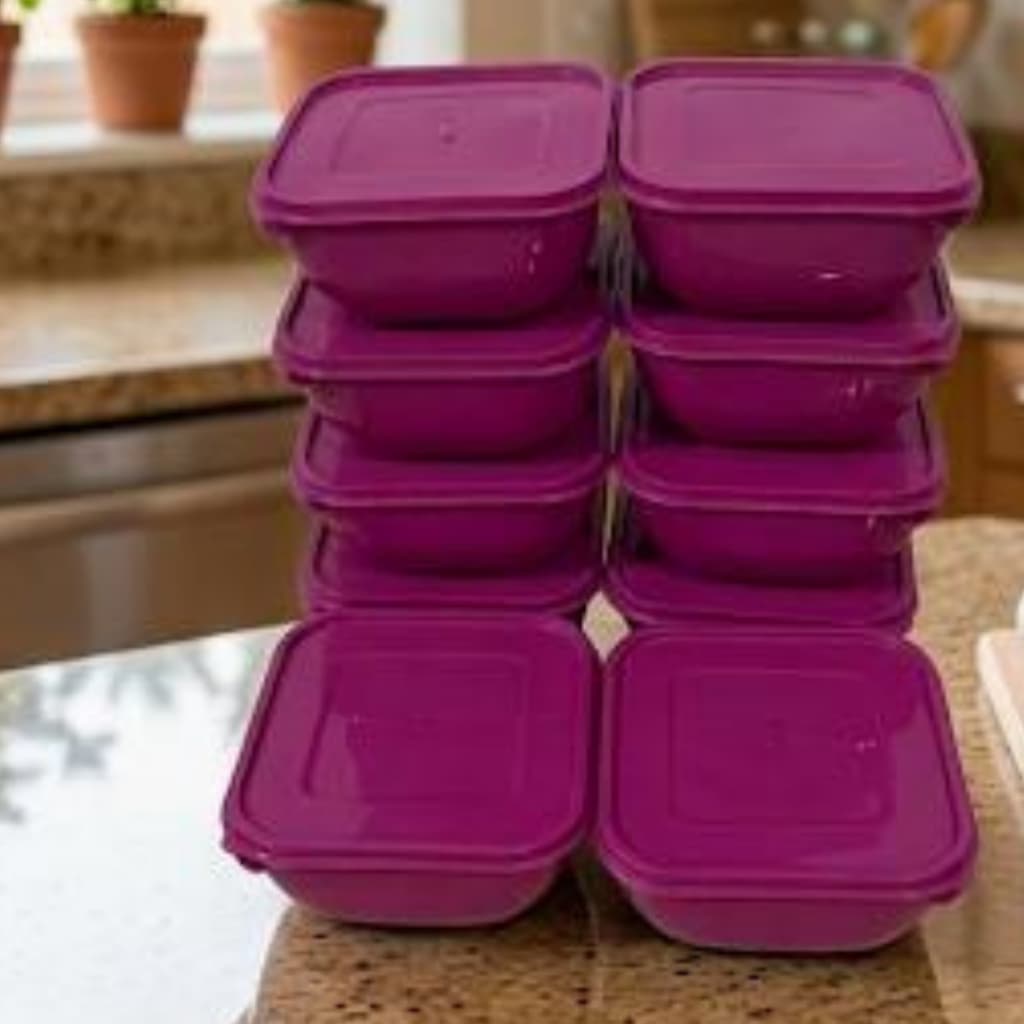 KIT 10 POTES FUCSIA PEQUENO 400ML QUADRADO BOLL PARA ARMAZENAR ALIMENTO