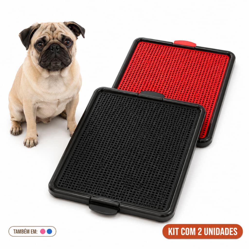 Kit 2 Sanitário Canino Banheiro Xixi Tapete Higiênico Cães Cachorro Pet Lavável Antivazamento Grades