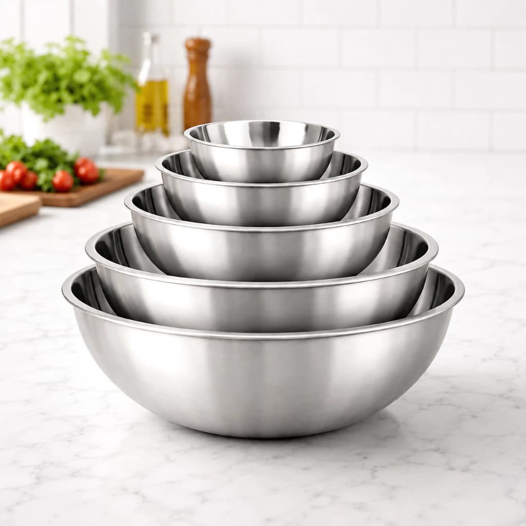 Kit 5 Tigelas de Aço Inoxidável com Tampas Herméticas para Salada e Armazenamento de Alimentos Cozinha Doméstica