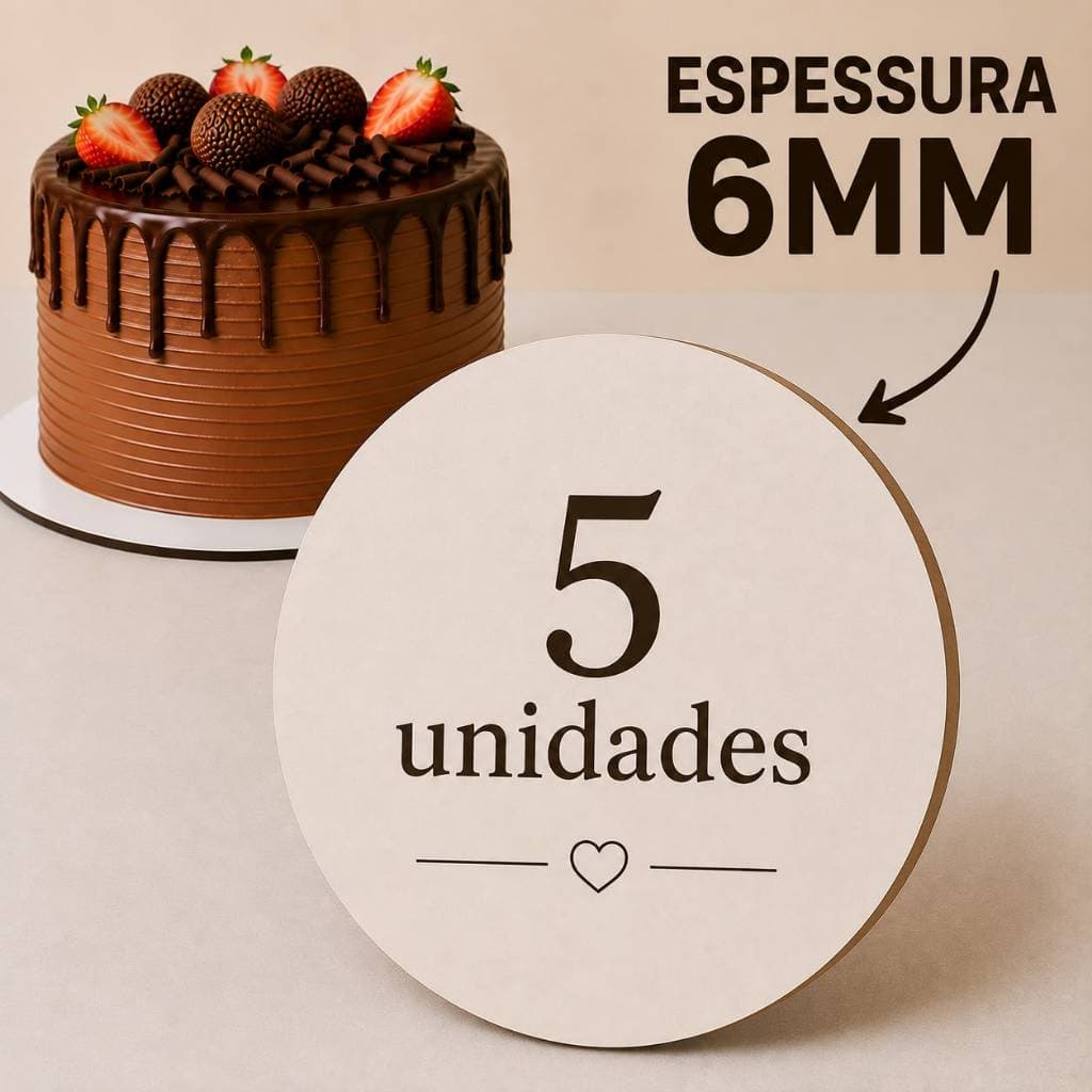 Cake Board 6MM KIT com 5 unidades Branco Mdf 6mm Tabuleiros Confeitaria  base para bolo frios cakeboard