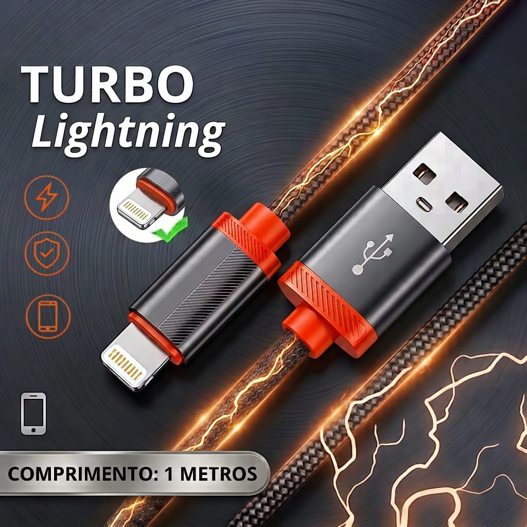 Cabo USB Lightning iPhone Android 20W 1m Rápido Turbo Trançado Nylon | USB-A para Type-C |