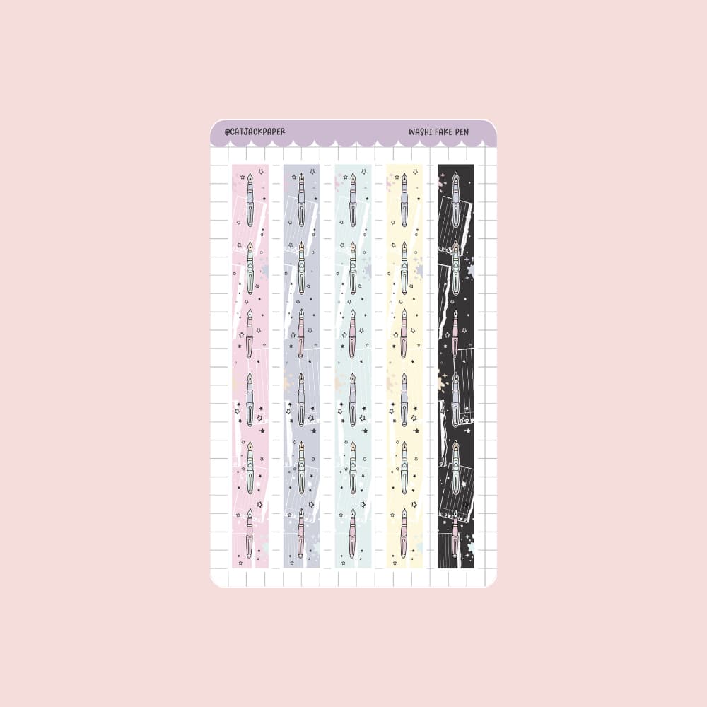 Cartela de Adesivos Fake washi tapes Catjack Paper  - Colagens, Planners,Journal,  Agenda , Hobonichi, Kinbor