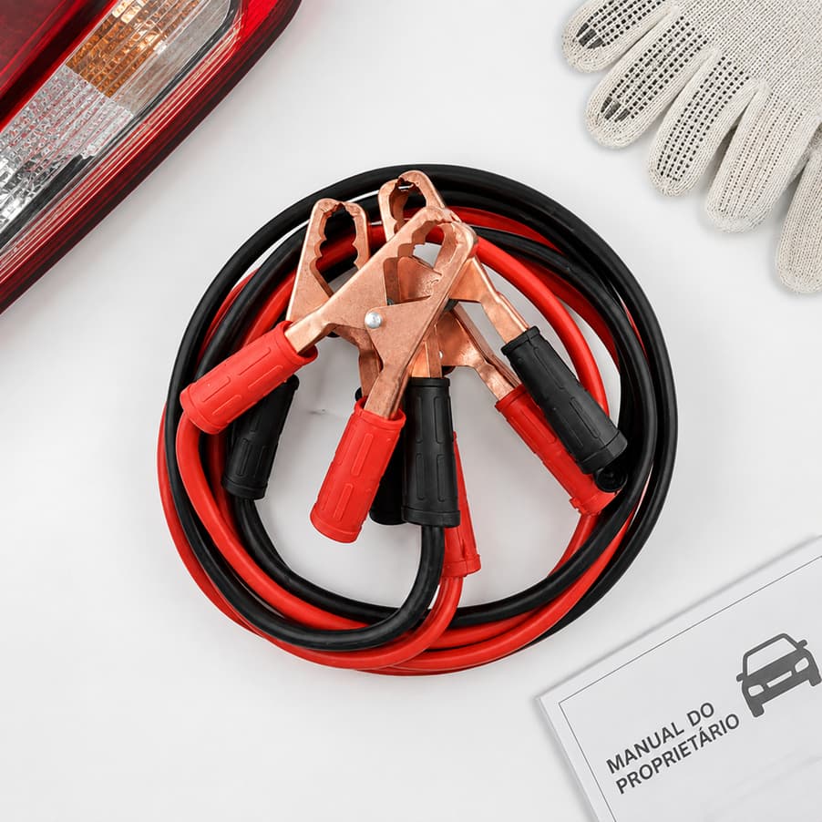 Kit Cabos Carga Rapida Automotiva 600amp 25m Cabo Bateria Veicular Chupeta
