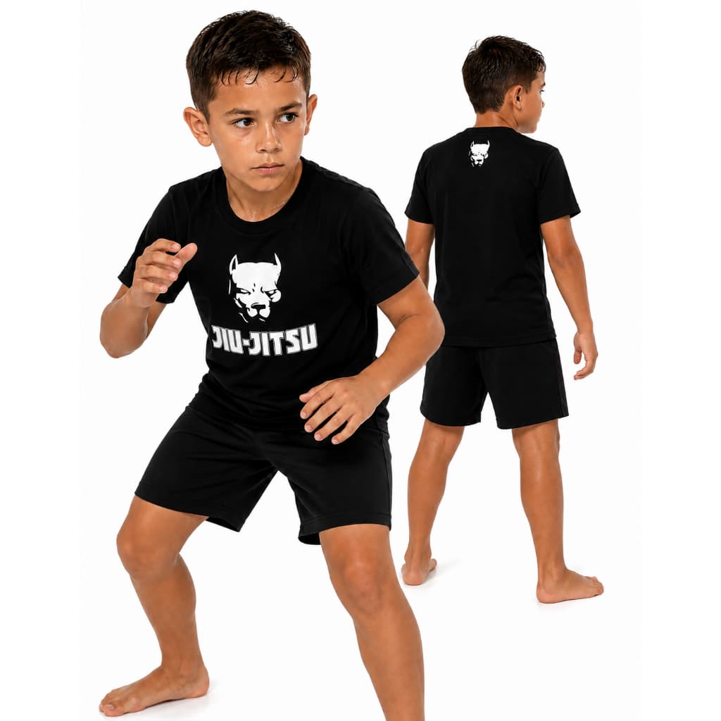 Camiseta Jiu Jitsu Infantil Criança Menino Menina Treino  Kids Algodão Pitbull