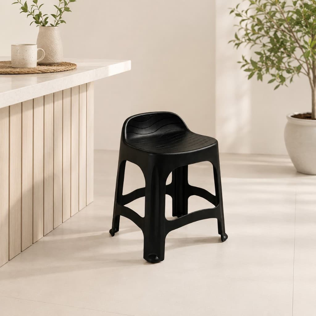 Banqueta Com Encosto Villa Real Preta Fosco Preto