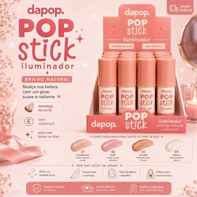 Iluminador em Bastão Stick DaPop