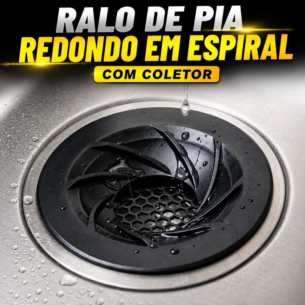 Ralo de Pia Redondo em Espiral com Coletor para Cozinha Banheiro Dreno Protetor para Evitar Entupimentos
