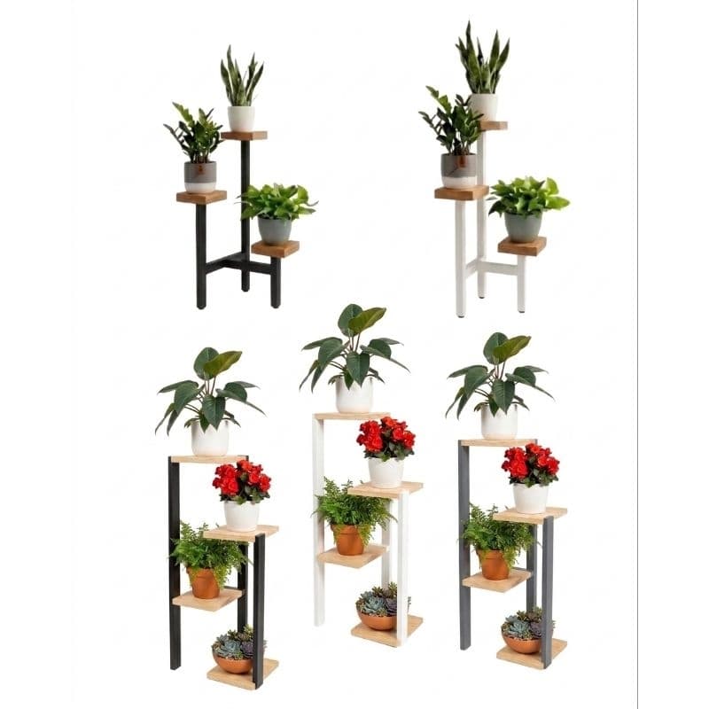 Suporte em madeira maciça pinus para 03 ou 04 vasos de plantas decorativo elegante