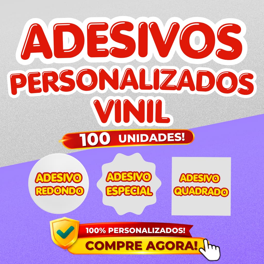 100 Adesivos em Vinil a Prova Dagua