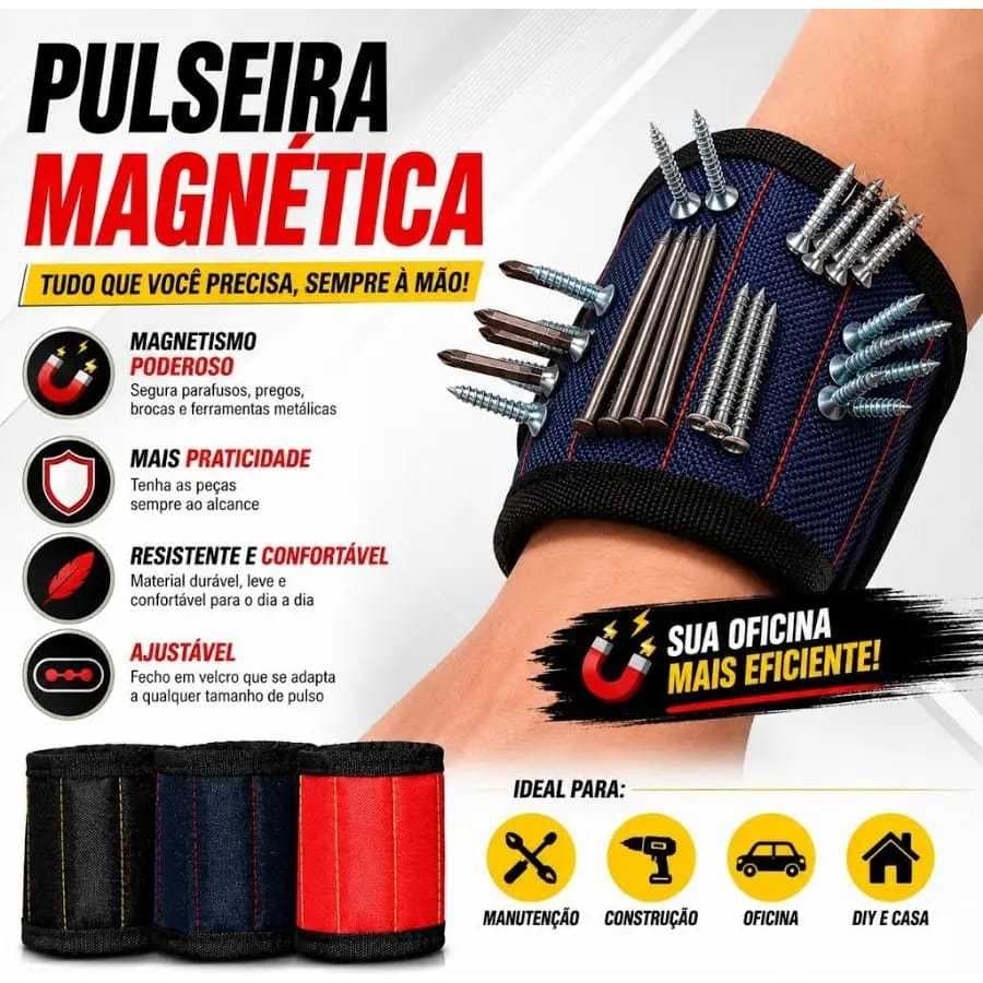 Pulseira Magnética Imã Prego Parafuso Bracelete Ferramentas