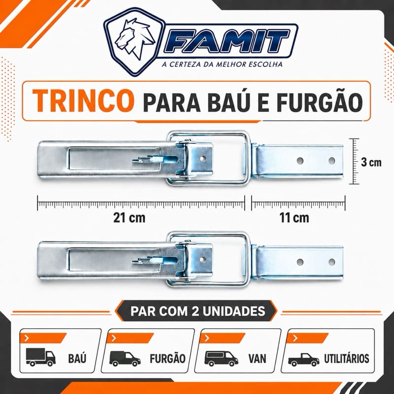 Trava Fecho Engate Rápido Para Carreta Reboque Tipo Baú Furgão