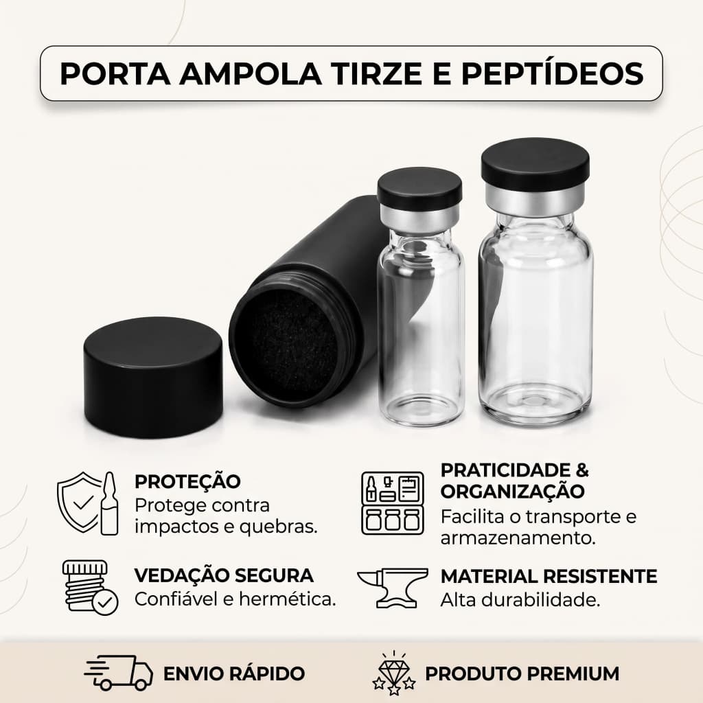 Porta Ampola Unitário + Tampa para Ampola - Protetor Para Ampola de 3 a 5 ml
