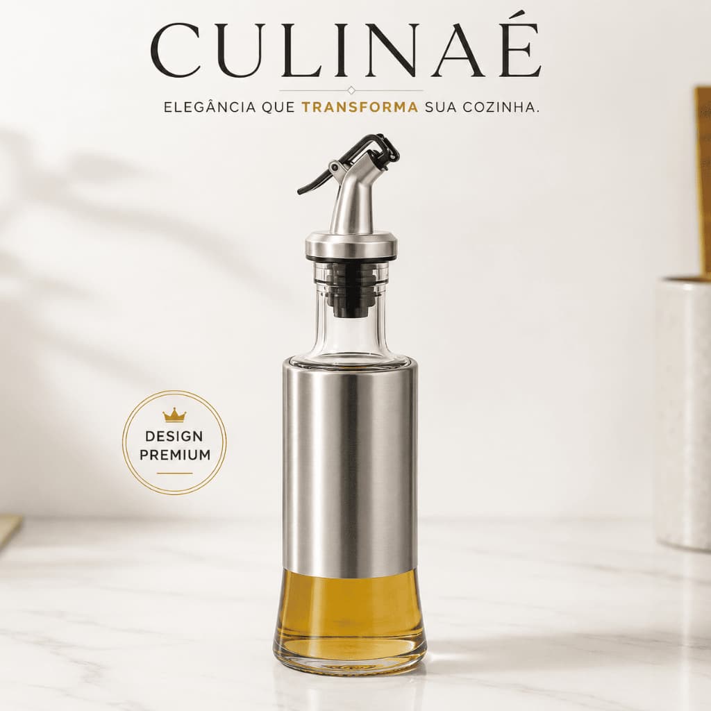 Dispenser de Azeite e Temperos 300ml Vidro com Inox Dosador Cozinha Organizada Culinaé