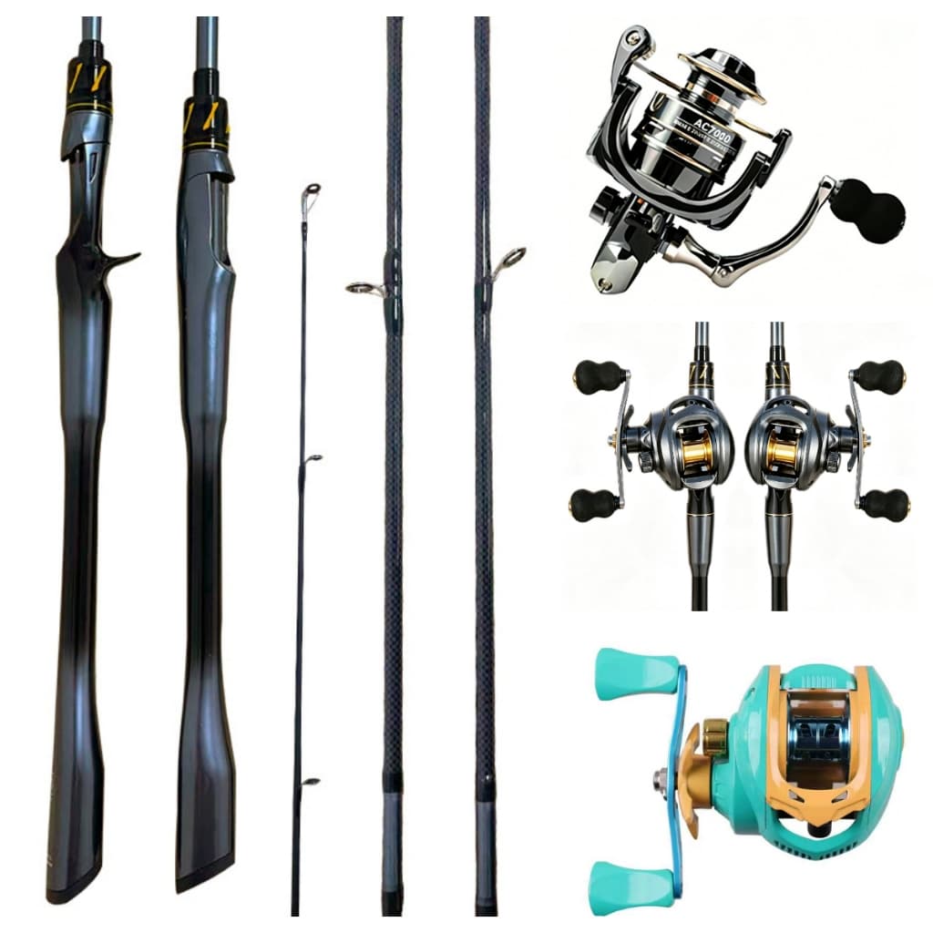Kit Vara Casting 1,68m + Carretilha 7.2:1 18+1 Freio 10kg Pesca Kit Completo Vara Pesca Reta + Molinete AC2000/4000/6000