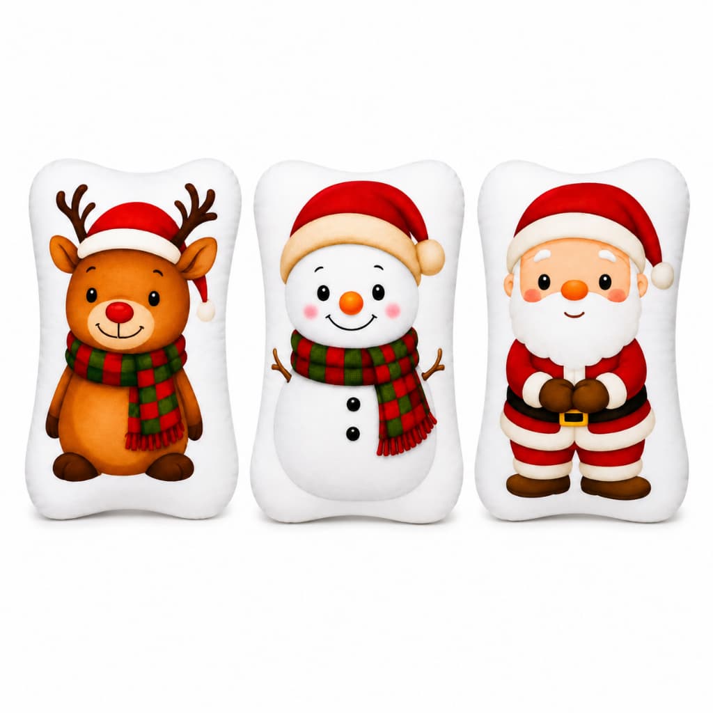 Almofada Decorativa De Natal 30cm Almofada Presente Papai Noel Boneco de Neve Rena