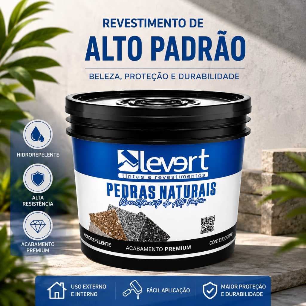 Revestimento Acrílico Pedras Naturais Levert 20kg Textura Fachada Muro Parede
