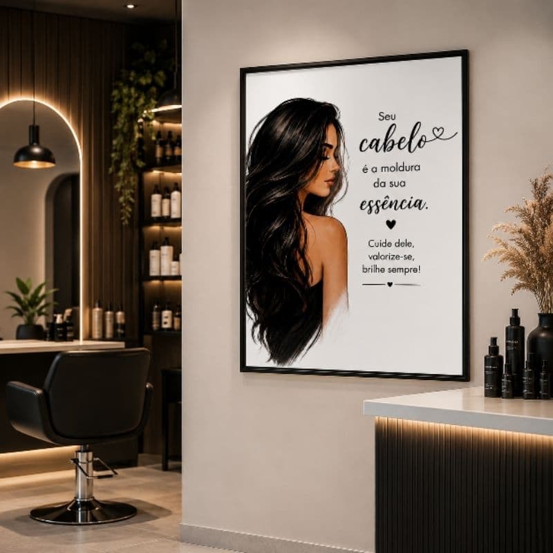 Quadro Decorativo Cabelo Feminino Salão de Beleza 1 Peça MDF Sem Moldura