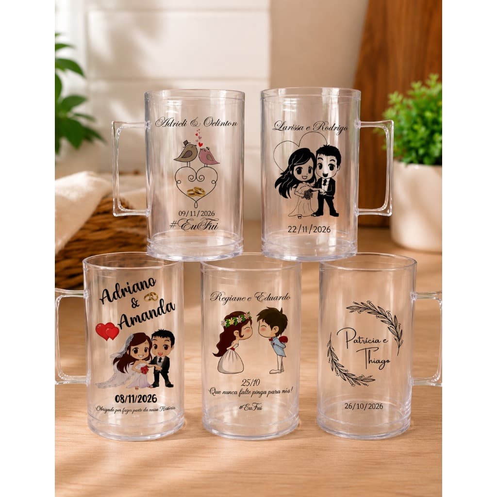 Caneca Brindes de Casamento Personalizada Para Festa 500 ML