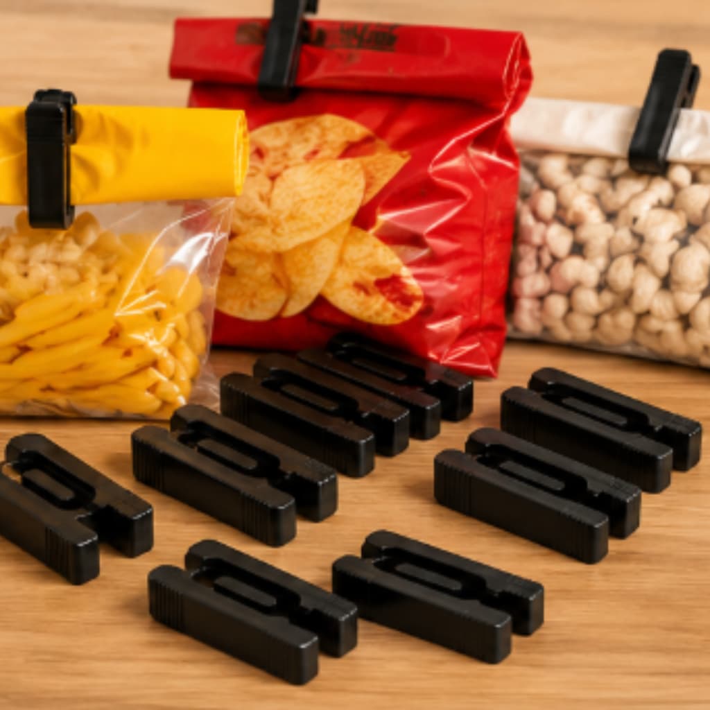 Kit Prendedor Vedador Para Saco Clip Fecha Embalagens Alimentos
