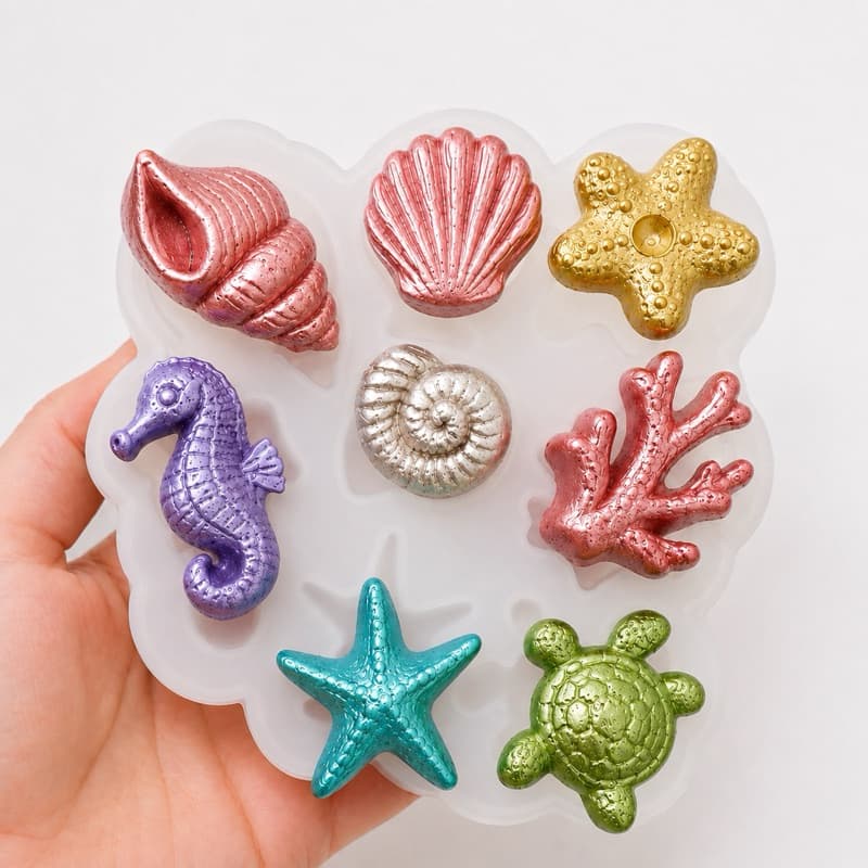 Molde de Silicone Premium Aplique Fundo do Mar - Vela, Artesanato, Gesso, Biscuit, Confeitaria  - Forma de Silicone