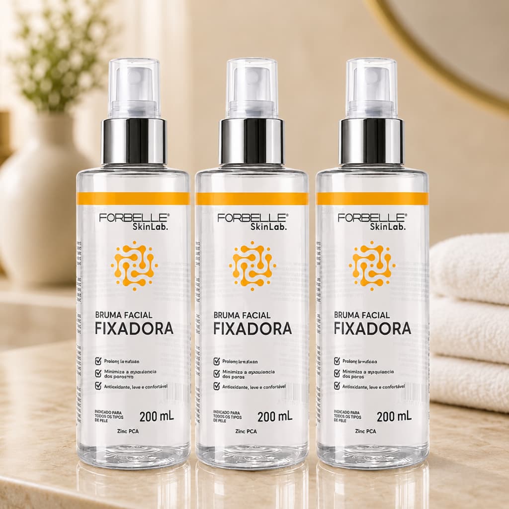 Kit 3 Bruma Facial Fixadora Forbelle SkinLab 200ml com Zinc PCA - Spray Fixador de Maquiagem