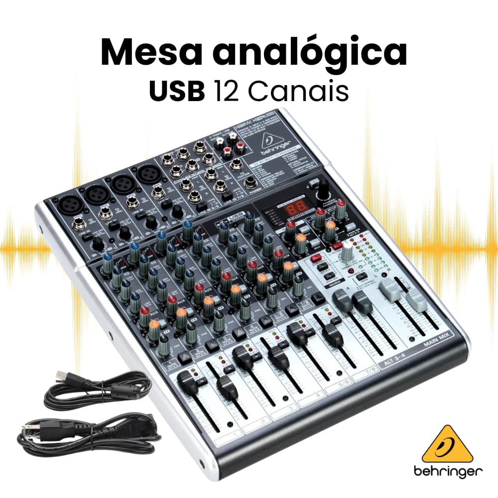 Mesa de Som Profissional Mesa de Som Behringer Xenyx X1204USB Mixer Som Console