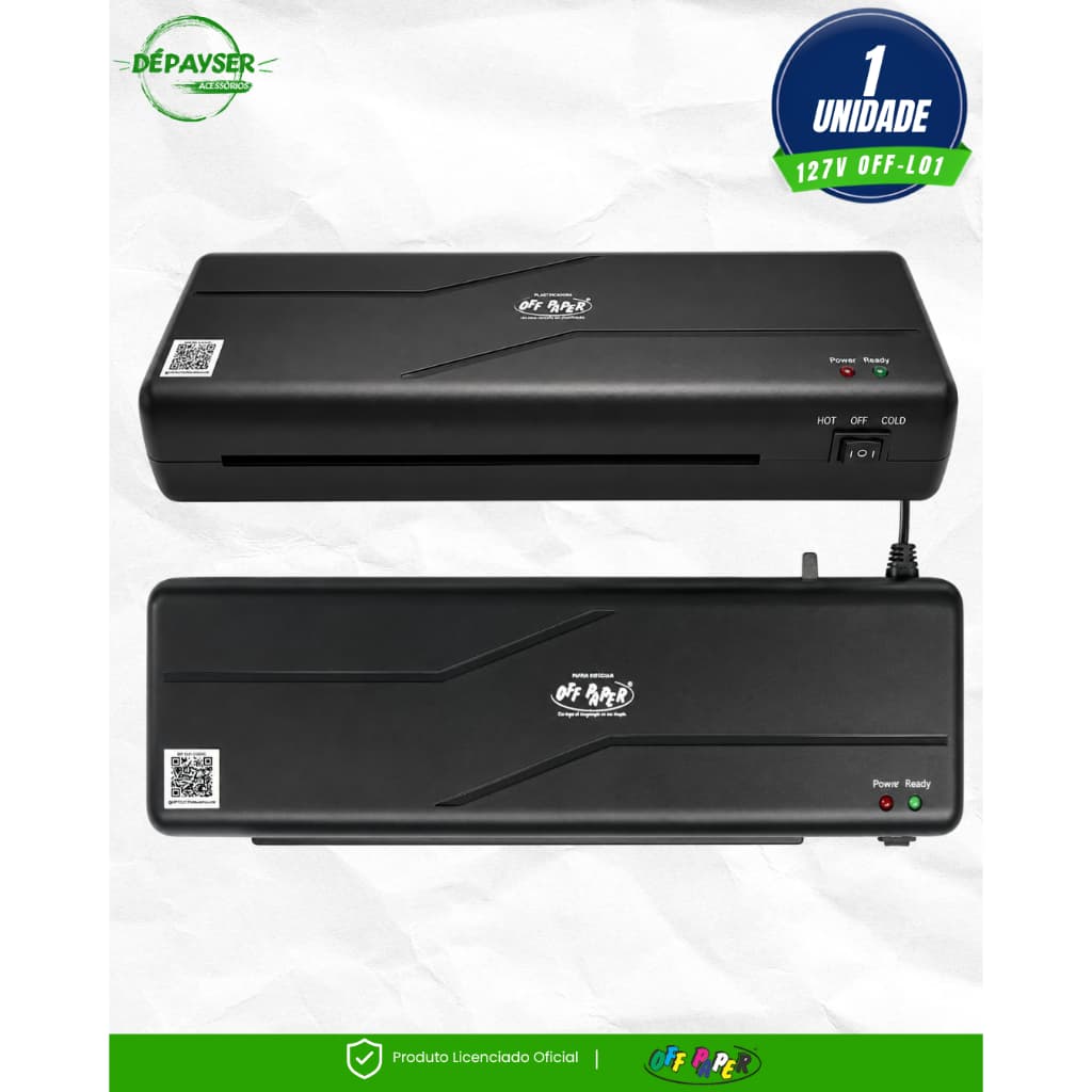 Plastificadora Laminadora A4 Off Paper OFF-L-01 Quente 80 a 125 Micras com Função ABS