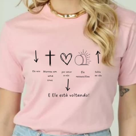 Blusa babylook 100% Algodão Feminina Evangélica Jesus Morreu e Está Voltando – Look Cristão Catolico