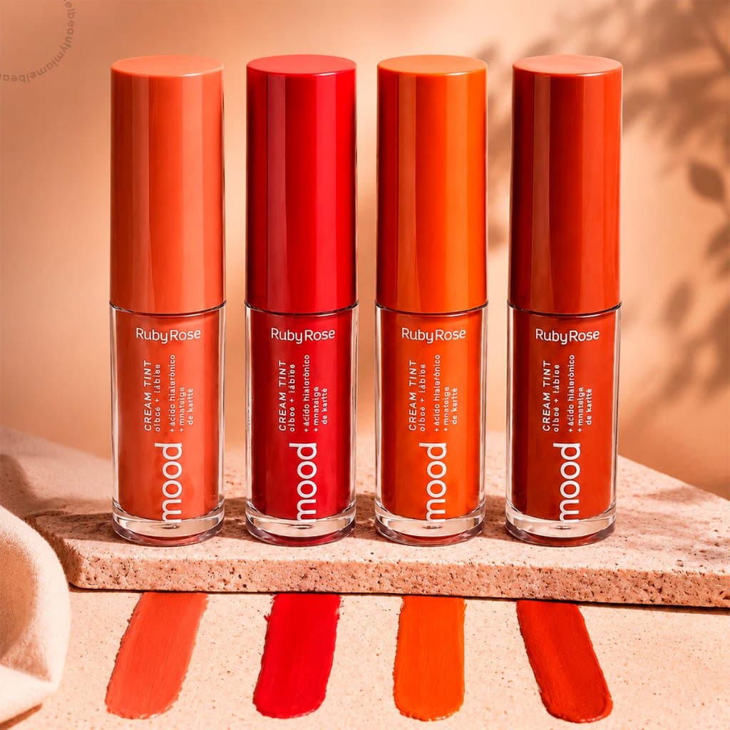 Cream Tint Mood Ruby Rose Multifuncional 3x1 Olhos Lábios Rosto Batom Sombra Blush