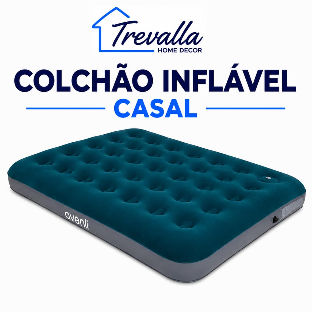 Colchão Inflável Casal Bitlar 191x137cm + Brinde Bomba Manual | Super Conforto e Reparos Inclusos