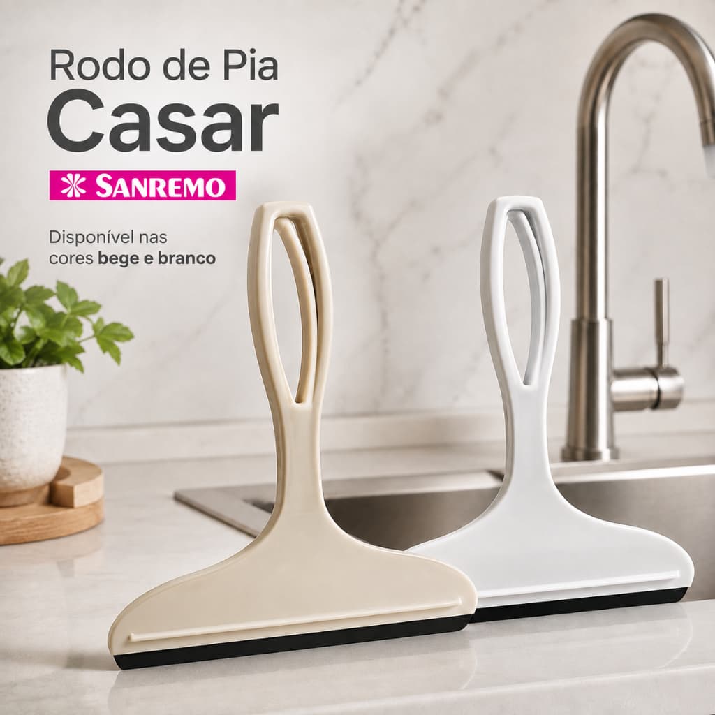 Rodo de Pia Sanremo Casar 14cm com Raspador para Pia Vidro e Superfícies Lisas