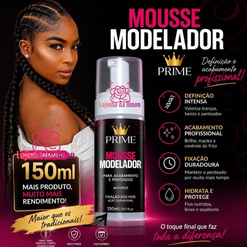 Mousse Modelador 150ml - Definição e Brilho com Fixação Ultra e Ação Duradoura