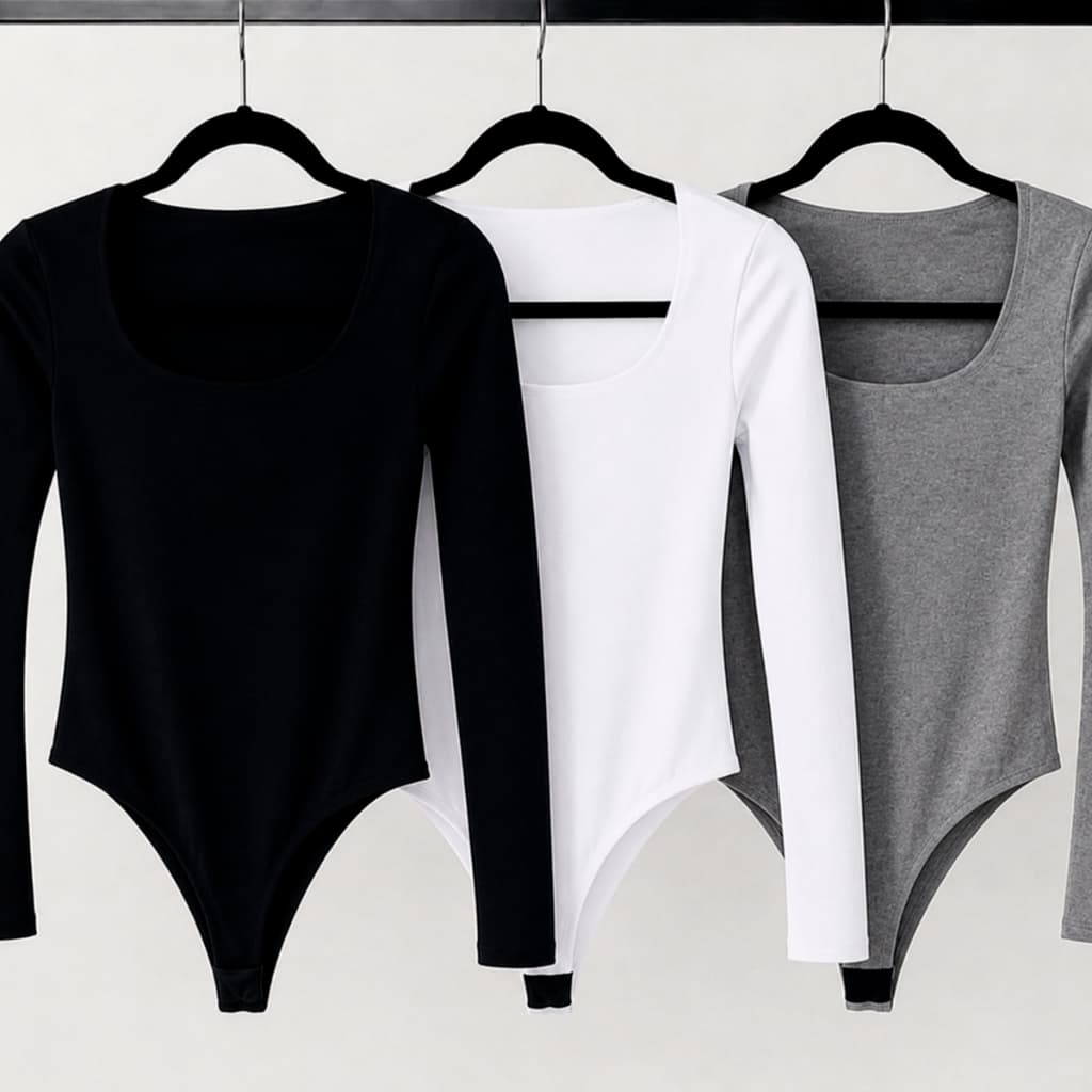 Body Feminino Manga Longa Premium Gola Quadrada Suplex Inverno Casual Tendência Moda Varias Cores