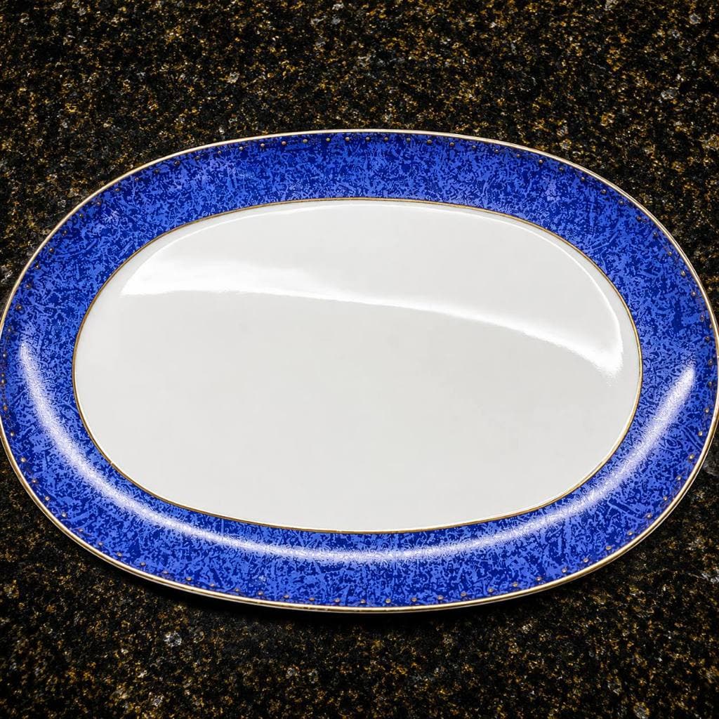 Travessa Azul Porcelana Schmidt Gold 35 cm.