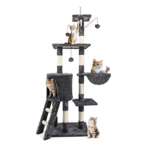 Arranhador De Gatos 133cm Cinza - Casa Para Gatos Com Espaço