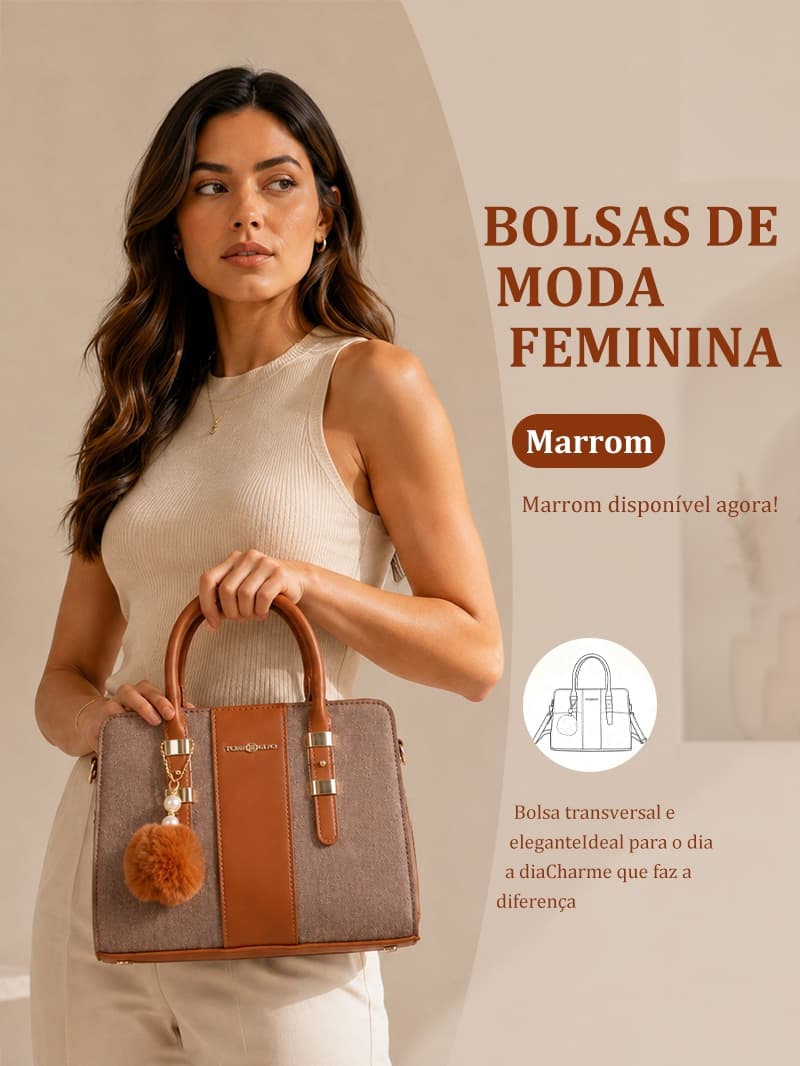 JAMI JAMI Bolsa Boston de Mão Média com Tiracolo Destacável Pingente Decorativo e Divisórias para Escritório TM9203