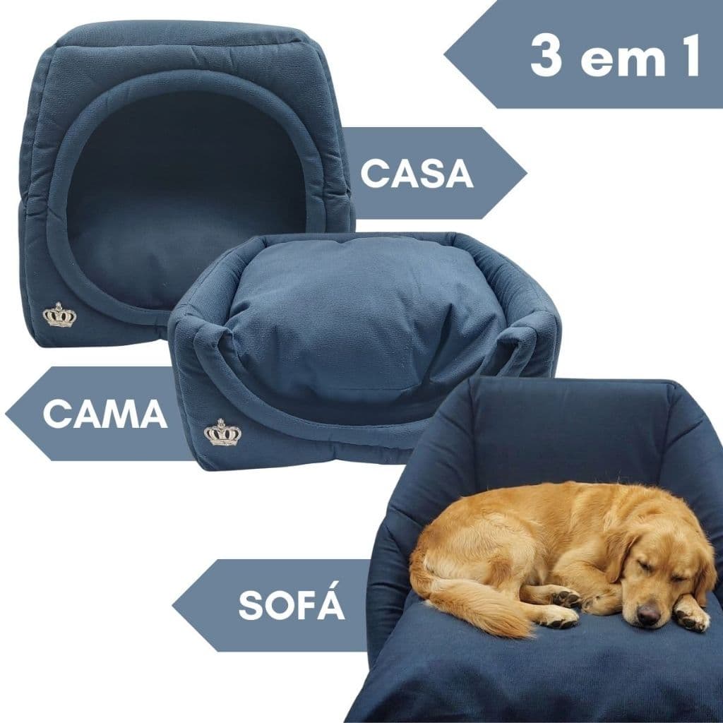 Cama Toca Iglu 3 em 1 Para Cachorro Gato Pet Casa Casinha Caminha Sofá Com Almofada