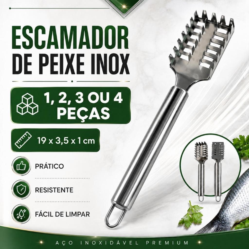 Escamador Descamador de Peixe Remove Escamas  Aço inox  Peixaria Multiuso Utensílios Acessorio Cozinha