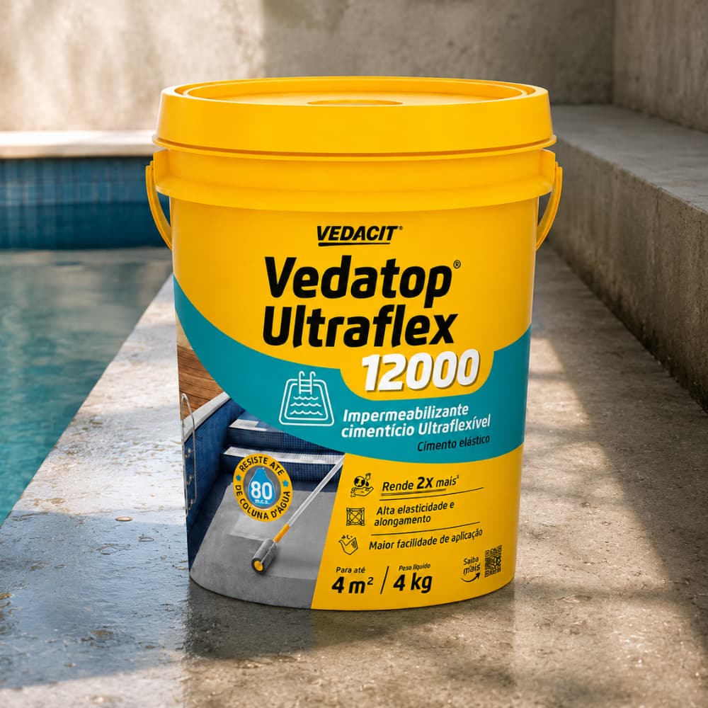 Manta Líquida Impermeabilizante Vedatop Ultraflex 12000 4kg Vedacit impermeabiliza Laje Parede Piscina