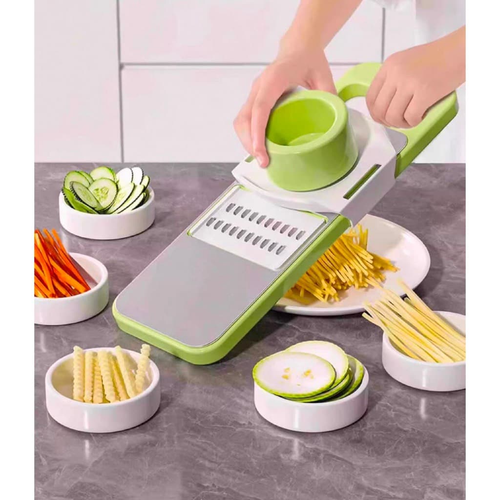 Fatiador Cortador de Legumes 5 em 1 | Ralador e Descascador de Frutas e Alimentos para Cozinha | Lâminas em Aço Inox