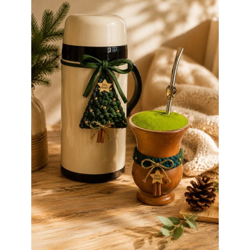 Kit Natal Pingente + Chocker de Crochê Artesanal Fio de Malha