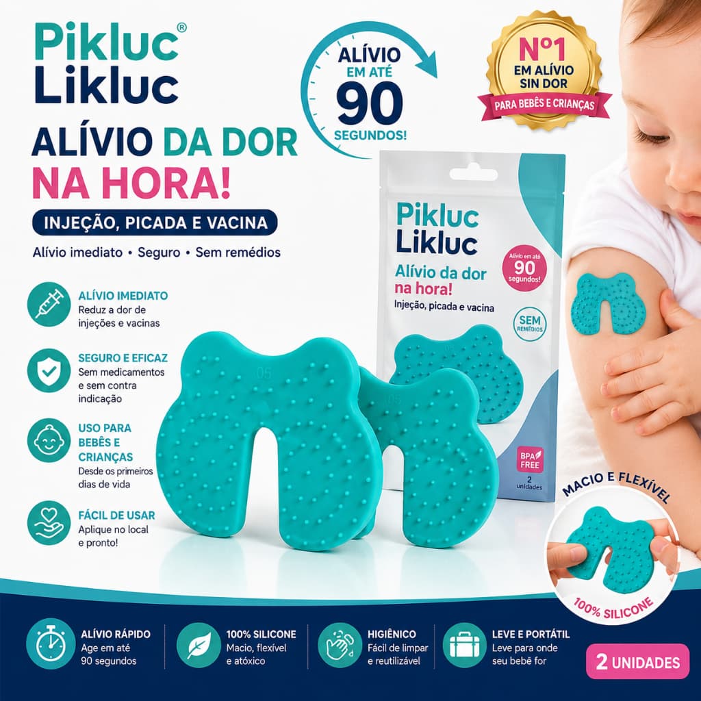 Kit 2 Pikluc Likluc Alívio Dor Na Hora Injeção Picada Vacina