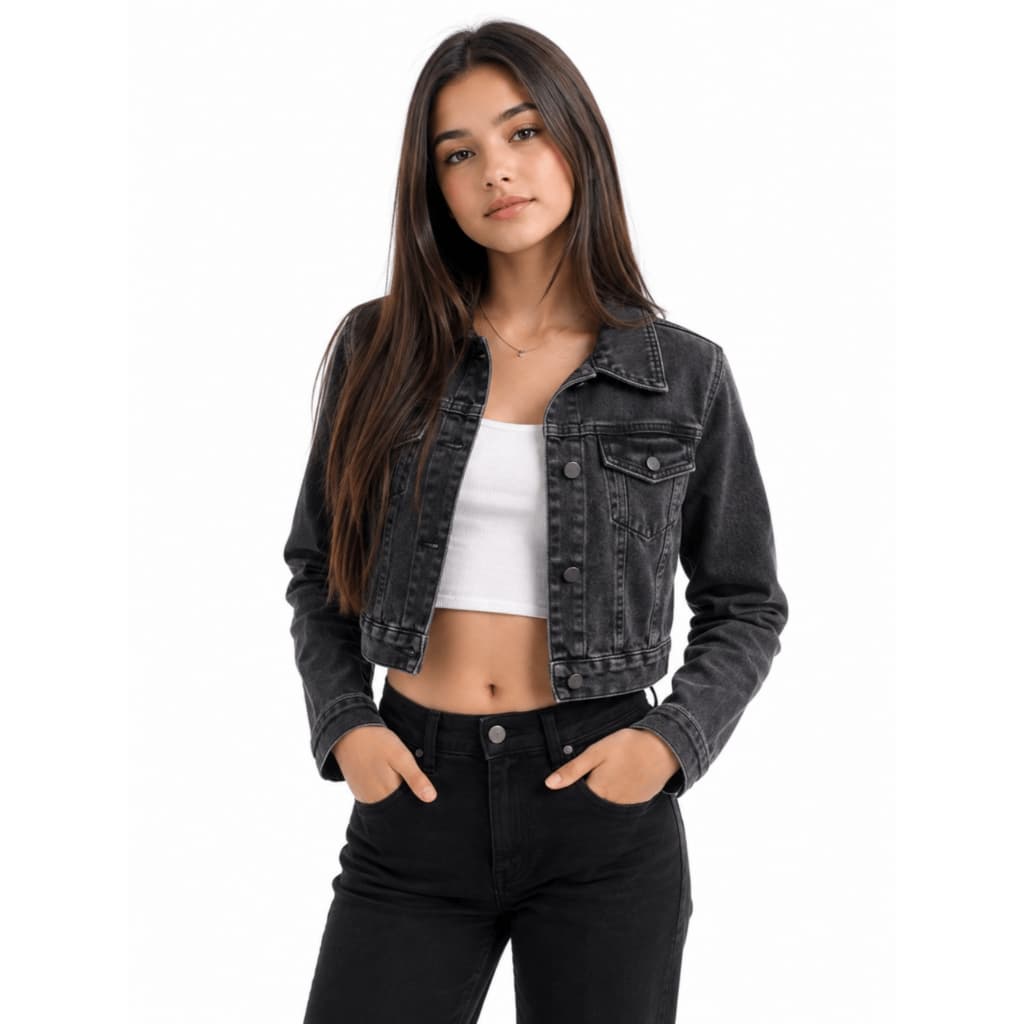 Jaqueta Jeans Feminina Infantil Menina Juvenil Básico