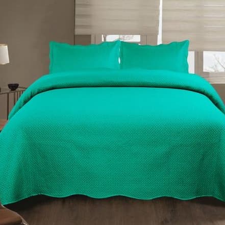 Jogo De Colcha Para Cama Lisa Ultrassonic Urban Queen 240x260cm Cobre Leito Com Fronha Porta Travesseiro Verde Piscina