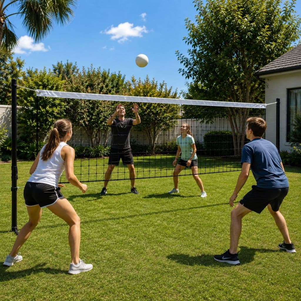 Rede Vôlei 3m x 1m Portátil com Faixa Superior Recreação Jardim Quintal Praia Esporte Lazer